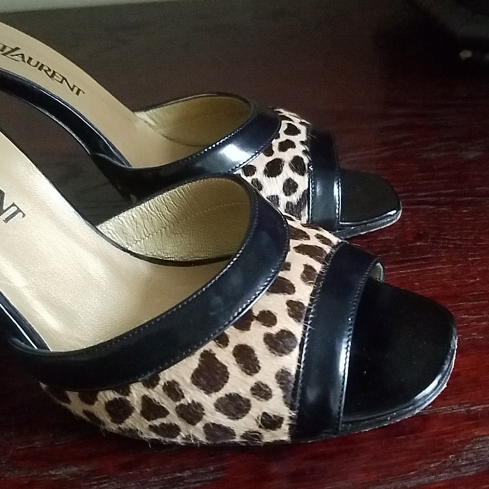 Saint Laurent calf  Vintage Yves Leopard Heels 6.5 - Picture 6 of 8